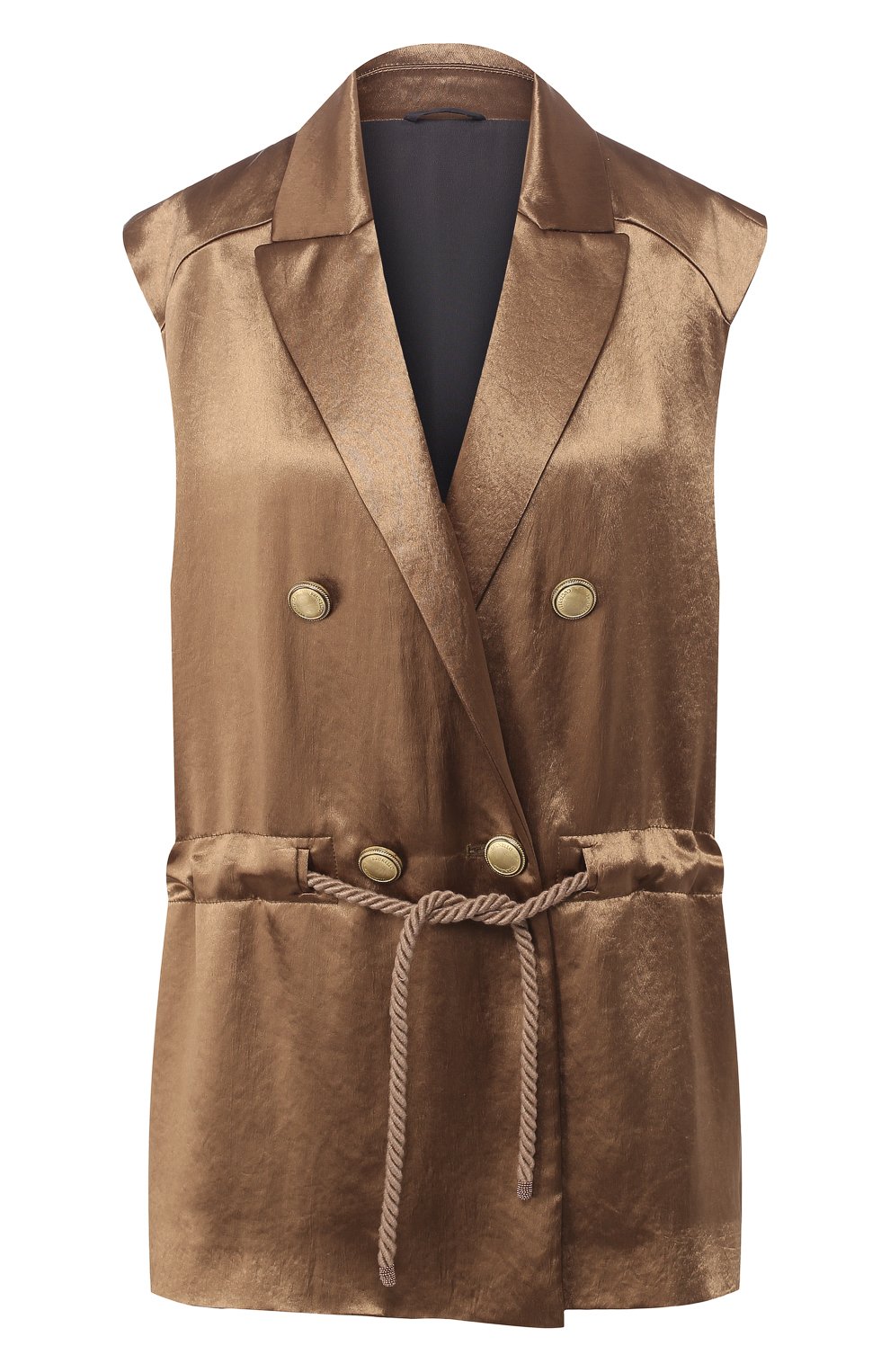 Двубортный жилет BRUNELLO CUCINELLI хаки цвета по цене 239000 руб., арт. MF5748117, фото 1 Двубортный жилет BRUNELLO CUCINELLI, арт. MF5748117, фото 1