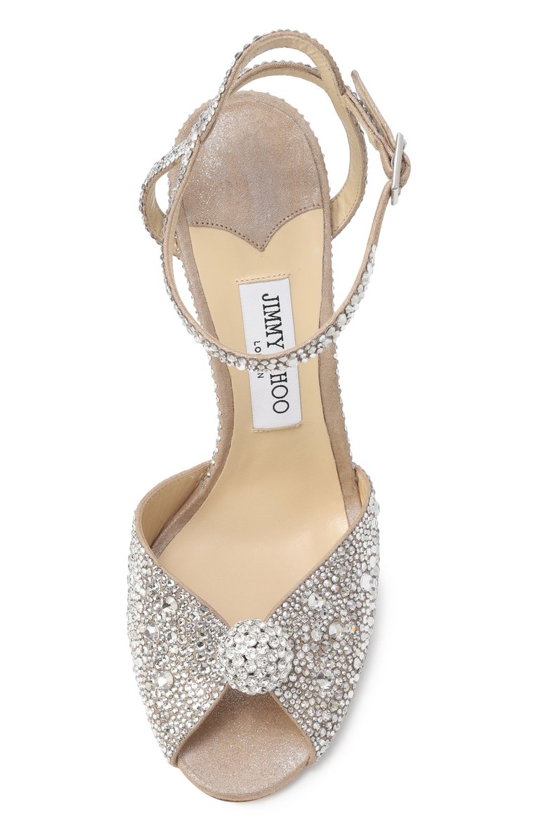 Женские кожаные босоножки sacora 100 JIMMY CHOO серебряного цвета, арт. SAC0RA 100/PHZ | Фото 6 (Подошва: Плоская; Материал внешний: Натуральная кожа; Каблук высота: Высокий; М�атериал внутренний: Натуральная кожа; Каблук тип: Шпилька)