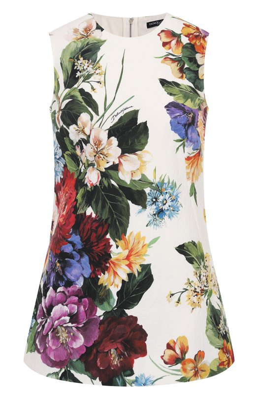 Топ из хлопка и вискозы Dolce & Gabbana F7BA0T/FSRQU Белый  F7BA0T/FSRQU