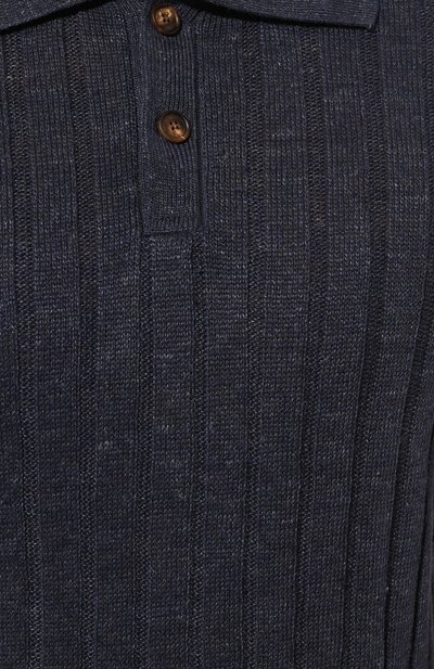Поло изо льна и хлопка BRUNELLO CUCINELLI темно-синего цвета по цене 128500 руб., арт. M2L70B2256, фото 5 Поло изо льна и хлопка BRUNELLO CUCINELLI, арт. M2L70B2256, фото 5