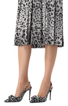 Женские текстильные туфли mun 105 DOLCE & GABBANA леопардового цвета, арт. CG0844/A6Q83 | Фото 3 (Каблук высота: Высокий; Материал сплава: Проставлено; Женское Кросс-КТ: Слингбэки; Драгоценные камни: Проставлено; Каблук тип: Шпилька; Подошва: Плоская; Материал внешний: Текстиль; Материал внутренний: Натуральная кожа)