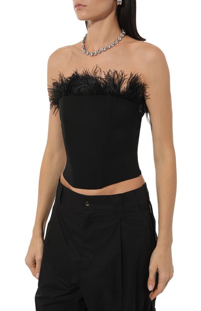 Корсет с отделкой перьями PATRIZIA PEPE черного цвета по цене 38800 руб., арт. 8C0661_A6F5, фото 3 Корсет с отделкой перьями PATRIZIA PEPE, арт. 8C0661_A6F5, фото 3
