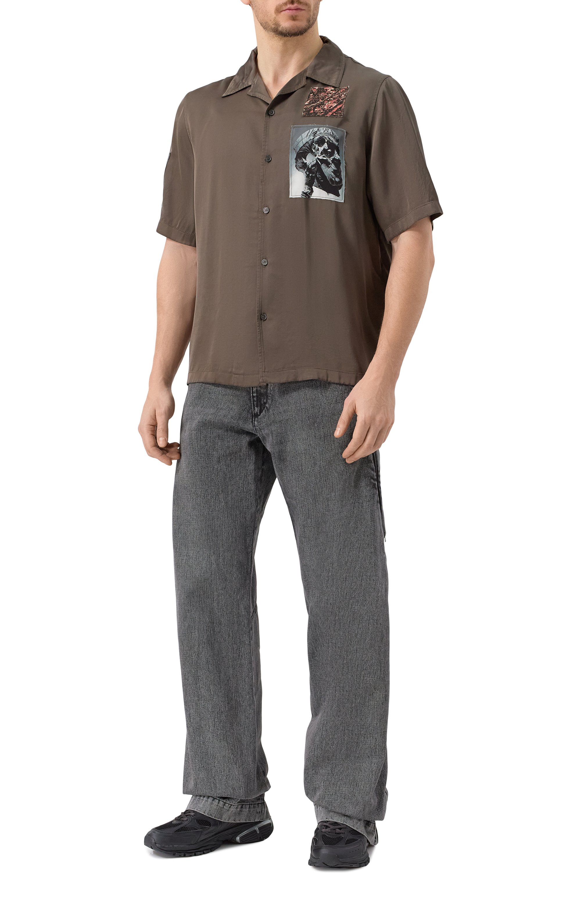 Рубашка из вискозы DIESEL коричневого цвета по цене 35150 руб., арт. A16703/0SLBN, фото 2 Рубашка из вискозы DIESEL, арт. A16703/0SLBN, фото 2