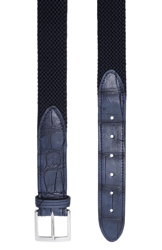 Ремень с отделкой  из кожи крокодила Kiton USC4336N0134001 Синий  USC4336N0134001 Фото 3