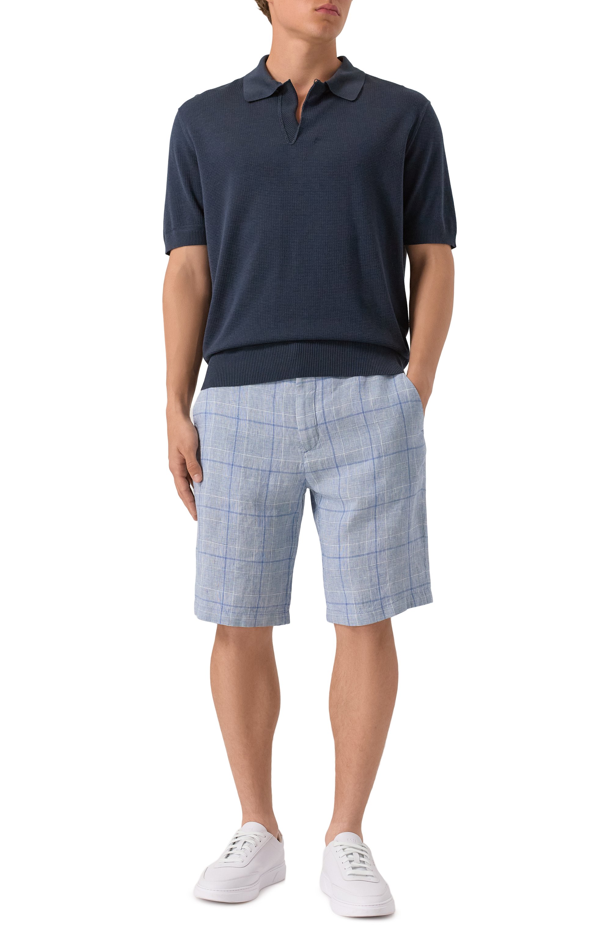 Льняные шорты PAUL&SHARK голубого цвета по цене 43100 руб., арт. 25414051, фото 2 Льняные шорты PAUL&SHARK, арт. 25414051, фото 2