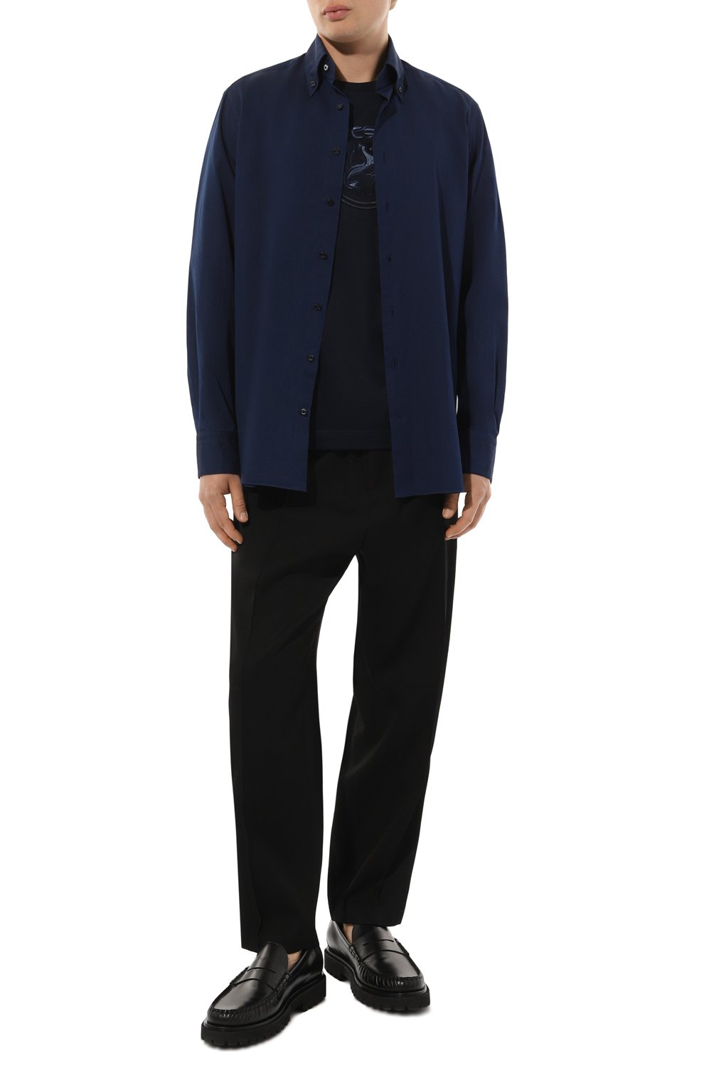 Сорочка из хлопка и кашемира ZILLI темно-синего цвета по цене 79150 руб., арт. CLAC04ZS01BGTZS006001, фото 2 Сорочка из хлопка и кашемира ZILLI, арт. CLAC04ZS01BGTZS006001, фото 2