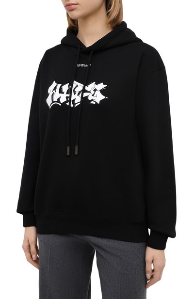 Хлопковое худи OFF-WHITE черного цвета по цене 59850 руб., арт. 0WBB032F20JER0011001, фото 3 Хлопковое худи OFF-WHITE, арт. 0WBB032F20JER0011001, фото 3