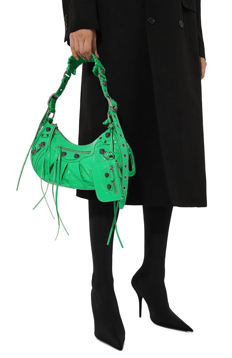 Женская сумка cagole BALENCIAGA зеленого цвета, арт. 671307/1VG9Y | Фото 2 (Ремень/цепочка: На ремешке; Размер: medium; Материал: Натуральная кожа)