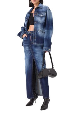 Женская джинсовая куртка DSQUARED2 синего цвета, арт. S75DL0906/S30664 | Фото 2 (Материал сплава: Проставлено; Длина (верхняя одежда): Короткие; Драгоценные камни: Проставлено; Рукава: Длинные; Кросс-КТ: Деним, Куртка, Легкие; Стили: Кэжуэл; Материал внешний: Деним, Хлопок)