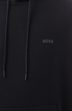 Мужской хлопковое худи BOSS GREEN черного цвета, арт. 50506130 | Фото 6 (Рукава: Длинные; Драгоценные камни: Проставлено; Длина (для топов): Стандартные; Материал сплава: Проставлено; Мужское Кросс-КТ: Худи-одежда; Стили: Кэжуэл; Принт: Без принта; Материал внешний: Хлопок)