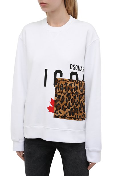 Хлопковый свитшот DSQUARED2 белого цвета по цене 42050 руб., арт. S80GU0049/S25042, фото 3 Хлопковый свитшот DSQUARED2, арт. S80GU0049/S25042, фото 3