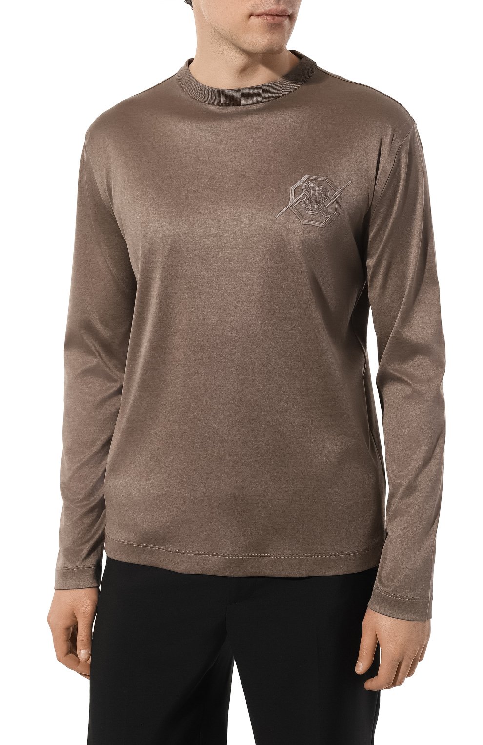 Хлопковый лонгслив STEFANO RICCI коричневого цвета по цене 63300 руб., арт. K101029G01/T23351, фото 3 Хлопковый лонгслив STEFANO RICCI, арт. K101029G01/T23351, фото 3