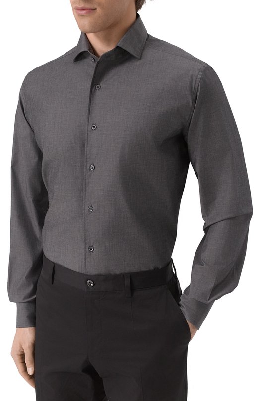 Хлопковая рубашка Corneliani 25P156-2511472 Серый  25P156-2511472 Фото 3
