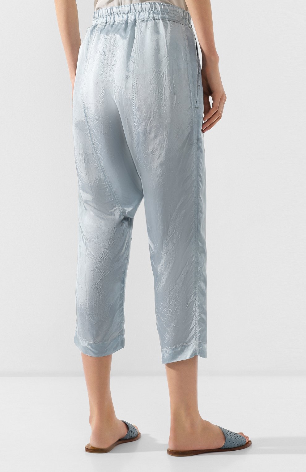 Брюки из вискозы RICK OWENS светло-голубого цвета по цене 33200 руб., арт. RP19S6308/K, фото 4 Брюки из вискозы RICK OWENS, арт. RP19S6308/K, фото 4