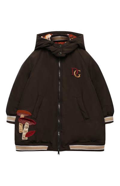 Пуховая куртка DOLCE & GABBANA коричневого цвета по цене 79500 руб., арт. L5JBC1/FUMZI, фото 1 Пуховая куртка DOLCE & GABBANA, арт. L5JBC1/FUMZI, фото 1