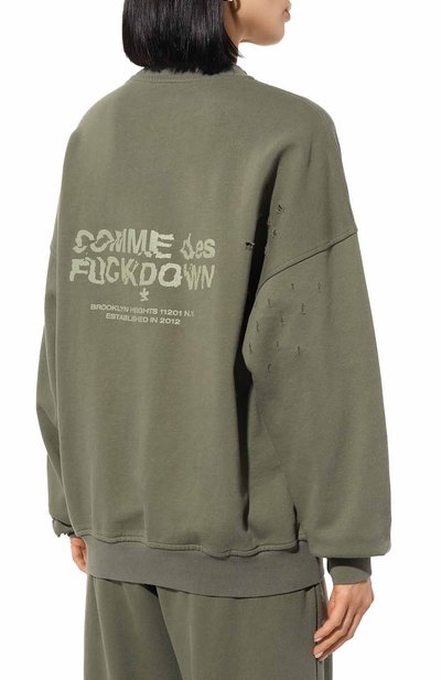 Хлопковый свитшот COMME DES FUCKDOWN зеленого цвета по цене 13250 руб., арт. CFABW01185, фото 4 Хлопковый свитшот COMME DES FUCKDOWN, арт. CFABW01185, фото 4
