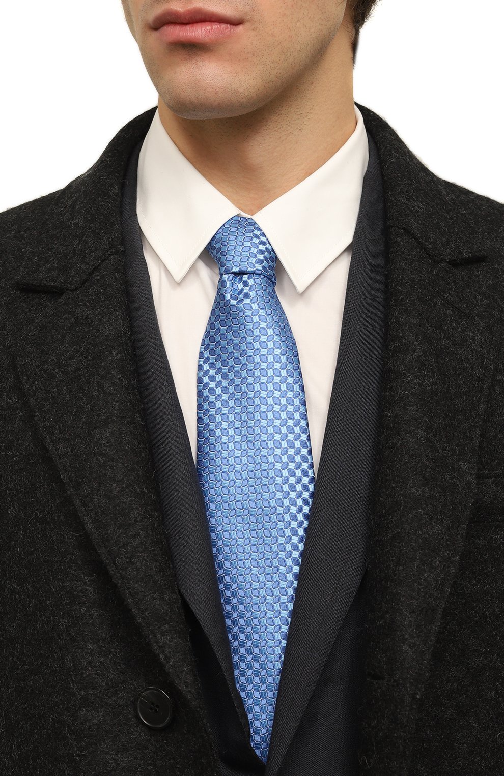 Шелковый галстук ZILLI голубого цвета по цене 32350 руб., арт. 55006, фото 2 Шелковый галстук ZILLI, арт. 55006, фото 2