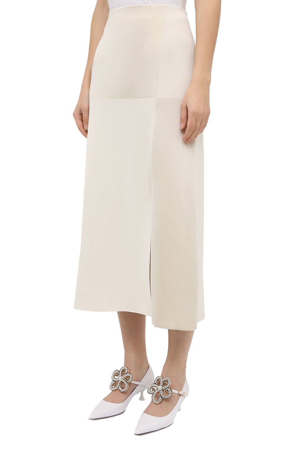 Юбка из шелка и вискозы JIL SANDER кремового цвета по цене 169500 руб., арт. JSWR754343-WRY39058, фото 3 Юбка из шелка и вискозы JIL SANDER, арт. JSWR754343-WRY39058, фото 3