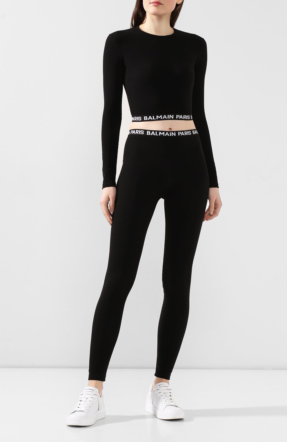 Хлопковые легинсы BALMAIN черного цвета по цене 33300 руб., арт. BPN095010, фото 2 Хлопковые легинсы BALMAIN, арт. BPN095010, фото 2