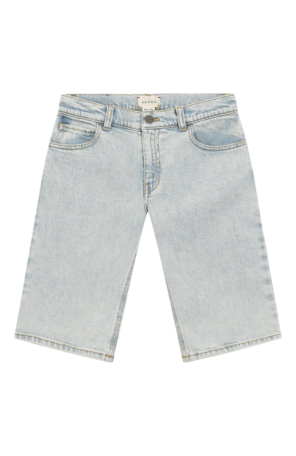 Джинсовые шорты GUCCI голубого цвета по цене 35150 руб., арт. 540491/XDAC8, фото 1 Джинсовые шорты GUCCI, арт. 540491/XDAC8, фото 1