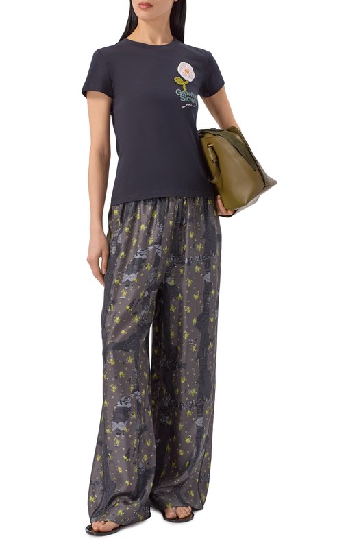 Шелковые брюки Ganni A1080121 Серый  A1080121 Фото 2