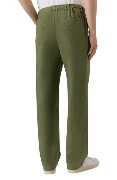 Брюки изо льна и хлопка KITON хаки цвета по цене 185000 руб., арт. UPR003LK0636F08, фото 4 Брюки изо льна и хлопка KITON, арт. UPR003LK0636F08, фото 4