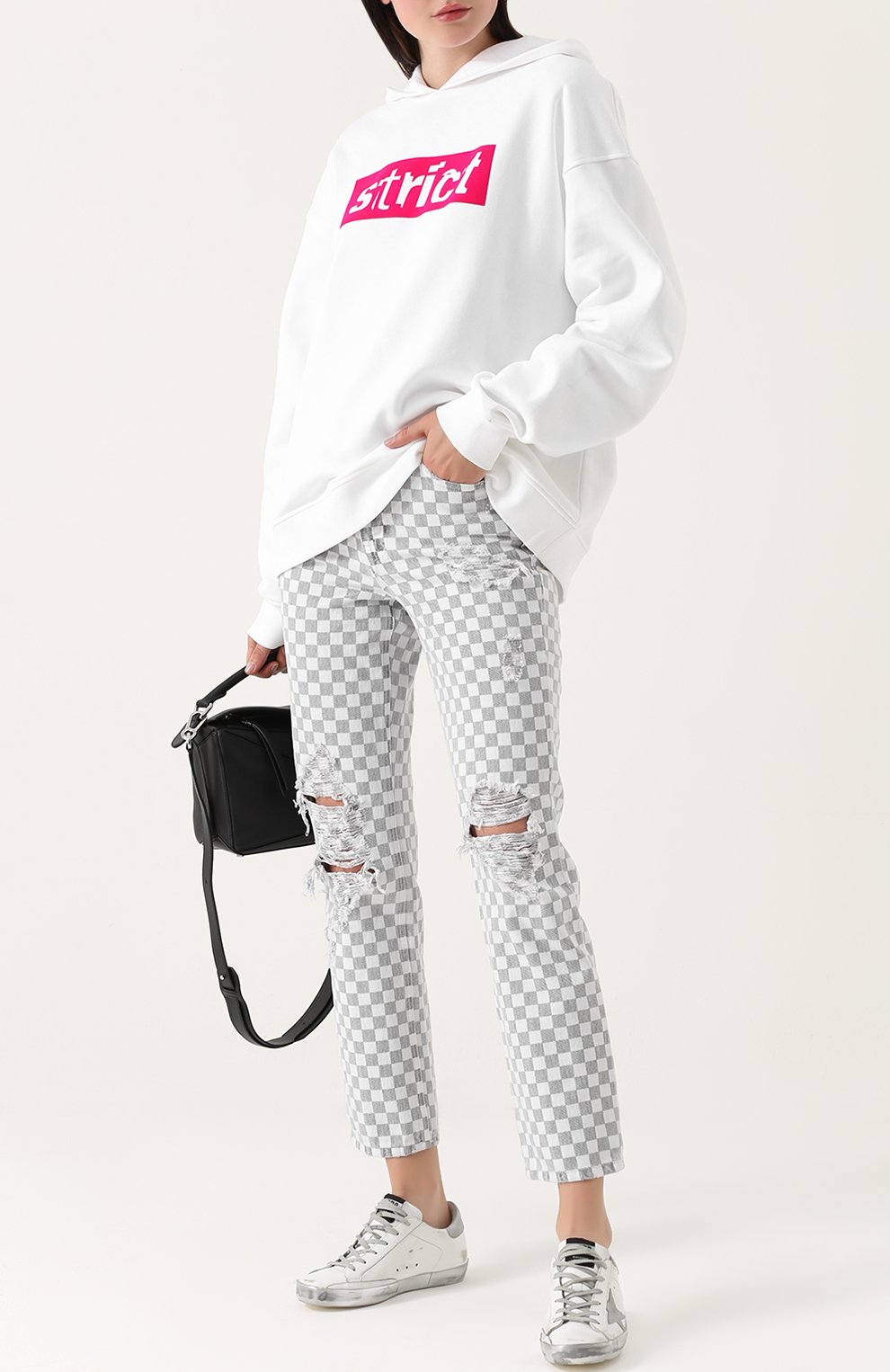 Укороченные джинсы в контрастную клетку ALEXANDER WANG, арт. 4D274017AA, фото 2