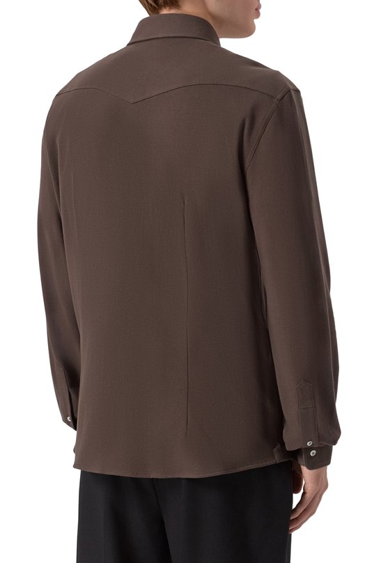 Хлопковая рубашка Brunello Cucinelli ME8546666 Коричневый  ME8546666 Фото 4
