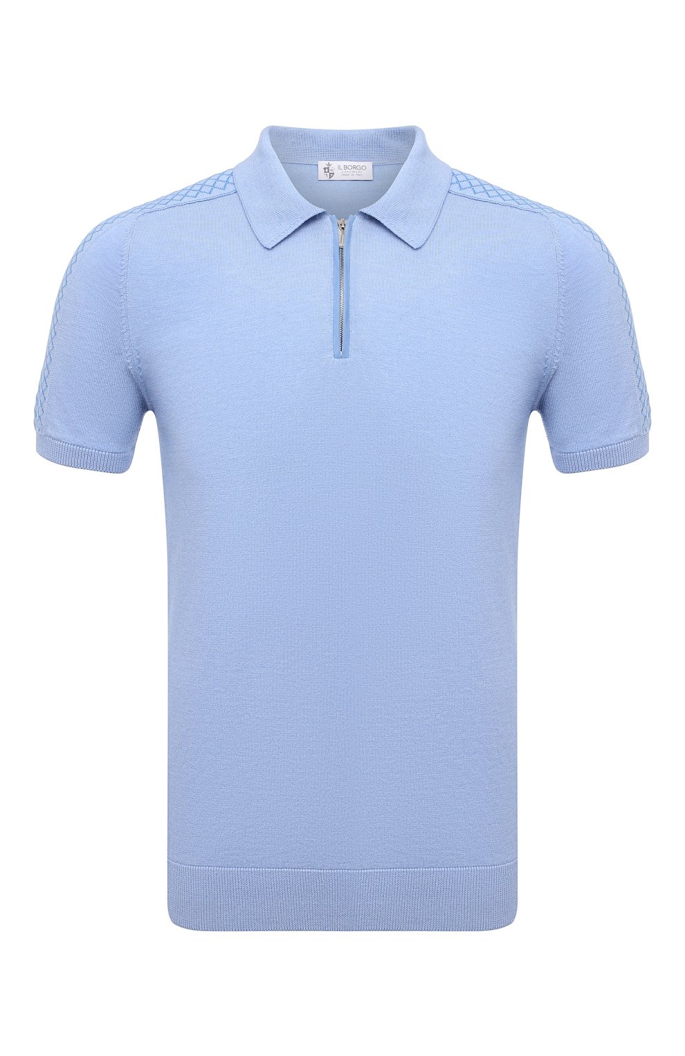 Поло из хлопка и шелка IL BORGO CASHMERE голубого цвета по цене 63100 руб., арт. 56-1963G0, фото 1 Поло из хлопка и шелка IL BORGO CASHMERE, арт. 56-1963G0, фото 1