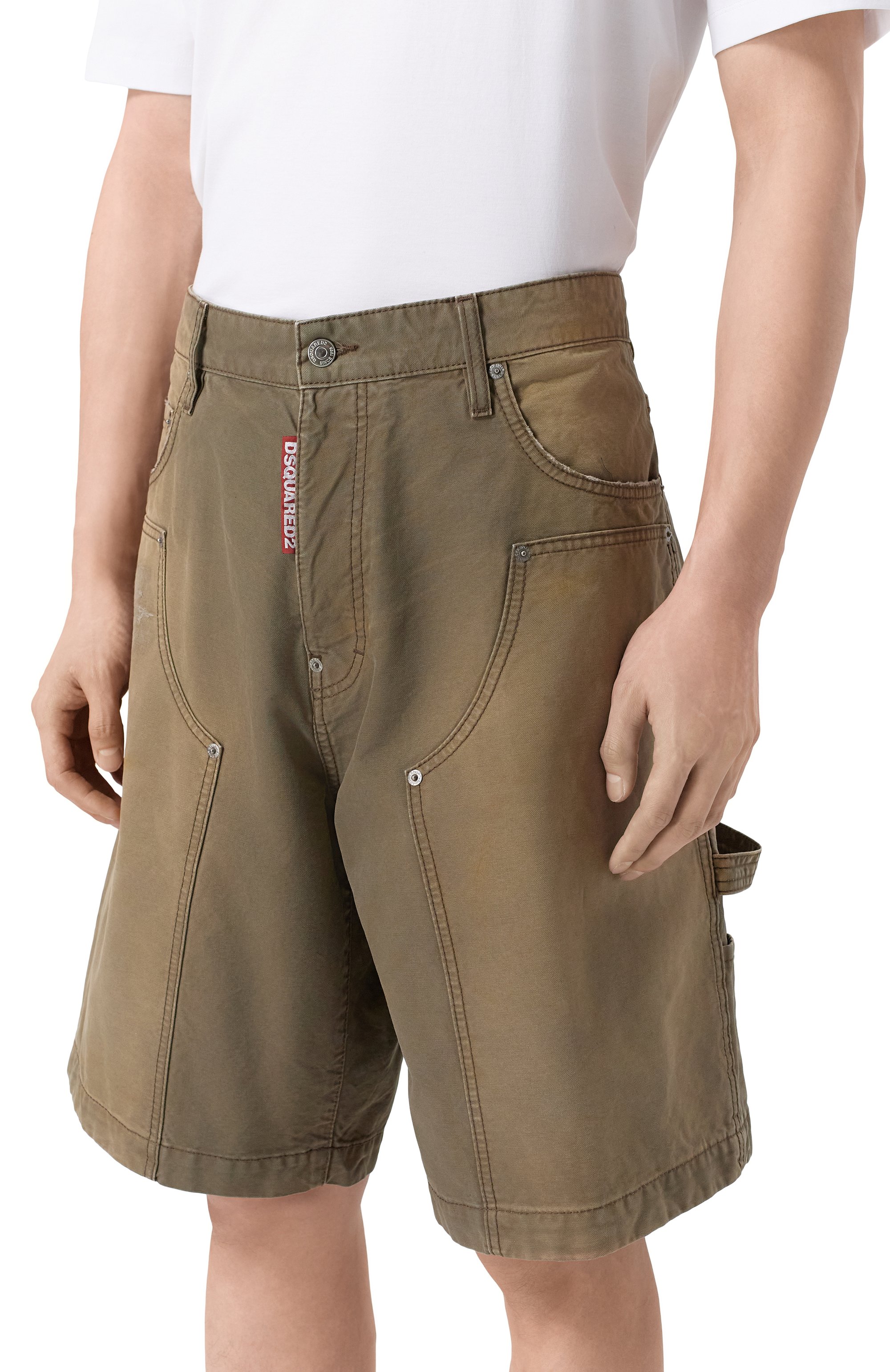 Джинсовые шорты DSQUARED2 хаки цвета по цене 66550 руб., арт. S74MU0988/D35106, фото 3 Джинсовые шорты DSQUARED2, арт. S74MU0988/D35106, фото 3