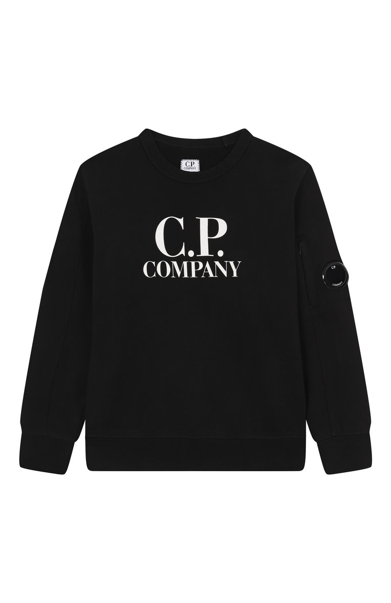 Детский хлопковый свитшот C.P. COMPANY черного цвета, арт. CNF00B/LCA69/10-14 | Фото 1 (Рукава: Длинные; Материал внешний: Хлопок; Мальчики Кросс-КТ: Свитшот-одежда, Толстовка-спорт; Автоматизация ТО: Проставлено; Автоматизация состава: Проставлено; Ростовка одежда: 10 - 11 лет | 140 - 146см, 13 - 15 лет | 158 см, 16 лет | 164 см)