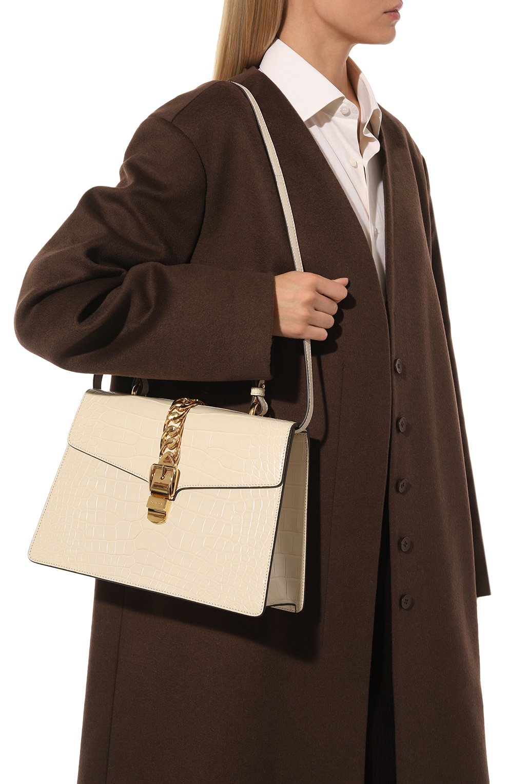 Сумка sylvie 1969 из кожи аллигатора GUCCI белого цвета по цене 2721600 руб., арт. 431665 EV40G, фото 2 Сумка sylvie 1969 из кожи аллигатора GUCCI, арт. 431665 EV40G, фото 2