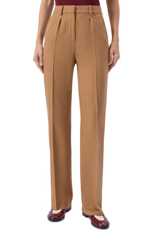 Шерстяные брюки Max Mara CARB0NE Бежевый  CARB0NE Фото 3