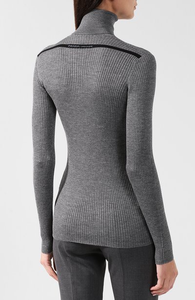 Однотонная водолазка из смеси шерсти и шелка PRADA, арт. P26295-1RZR-F0480, фото 4
