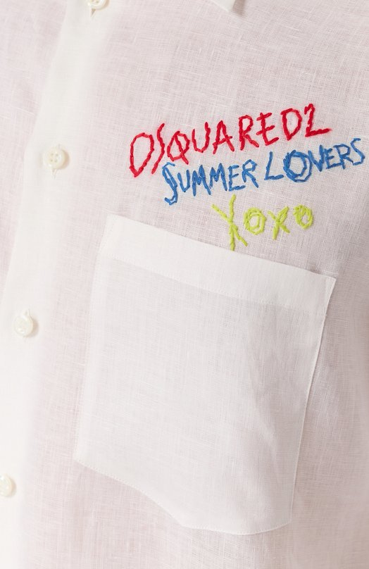 Льняная рубашка Dsquared2 S78DM0048/D35294 Белый  S78DM0048/D35294 Фото 6