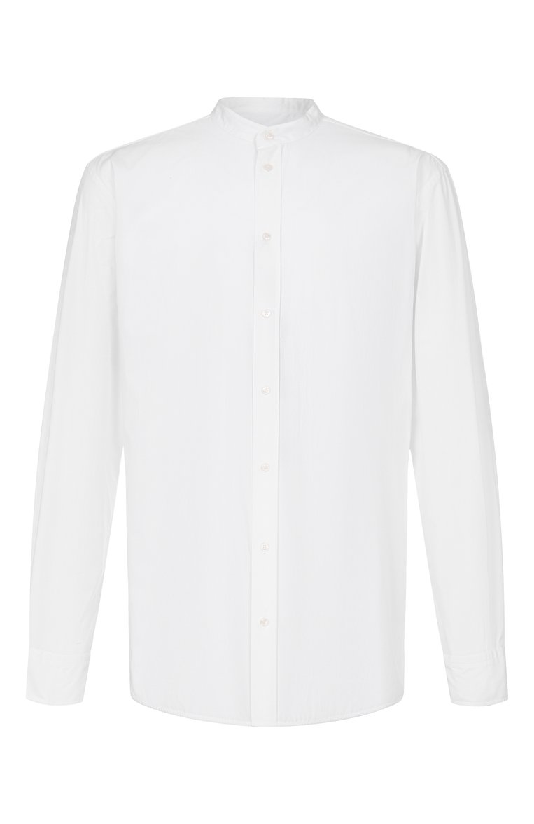 Мужская хлопковая рубашка DOLCE & GABBANA белого цвета, арт. G5HR1T/FU5T9 | Фото 1 (Автоматизация ТО: Проставлено; Автоматизация состава: Проставлено; Длина (для топов): Стандартные; Рукава: Длинные; Материал внешний: Хлопок; Рубашки М: Classic Fit; Манжеты: На пуговицах; Случай: Повседневный; Стили: Кэжуэл; Принт: Однотонные; Детали: Без декора; Размерность: Идёт в размер; Воротник: Стойка)