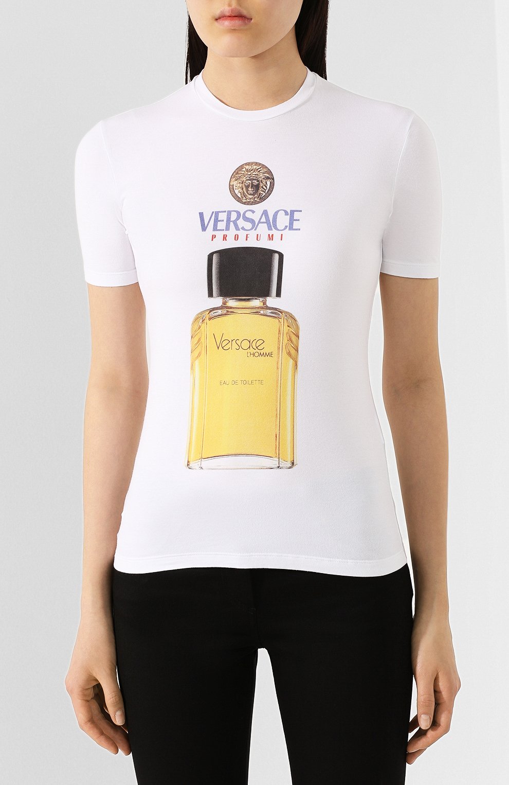 Хлопковая футболка VERSACE белого цвета по цене 48050 руб., арт. A85908/A232123, фото 3 Хлопковая футболка VERSACE, арт. A85908/A232123, фото 3