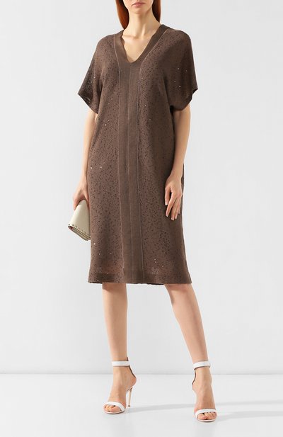 Платье из смеси льна и шелка BRUNELLO CUCINELLI, арт. M10554A92, фото 2