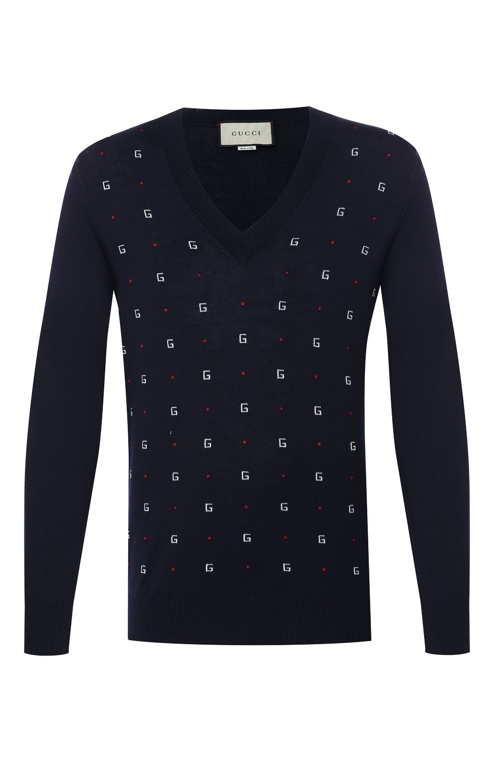 Шерстяной пуловер GUCCI темно-синего цвета по цене 93600 руб., арт. 545628/XKABL, фото 1 Шерстяной пуловер GUCCI, арт. 545628/XKABL, фото 1