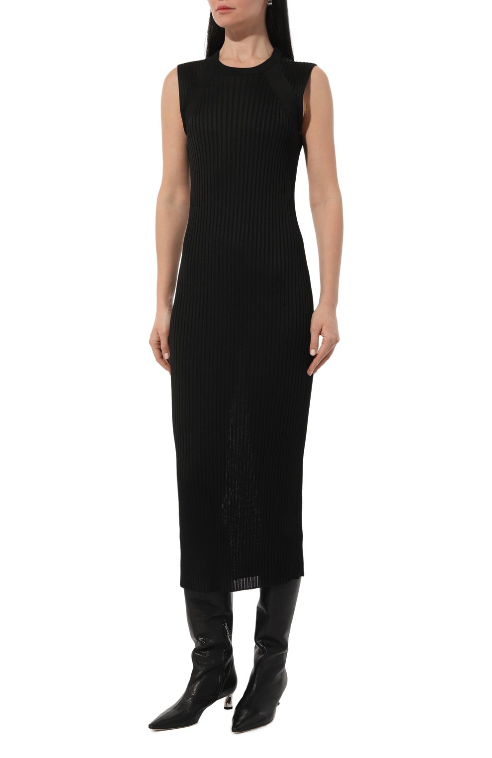 Платье из вискозы JIL SANDER черного цвета по цене 98550 руб., арт. J02CT0360/J18287, фото 2 Платье из вискозы JIL SANDER, арт. J02CT0360/J18287, фото 2