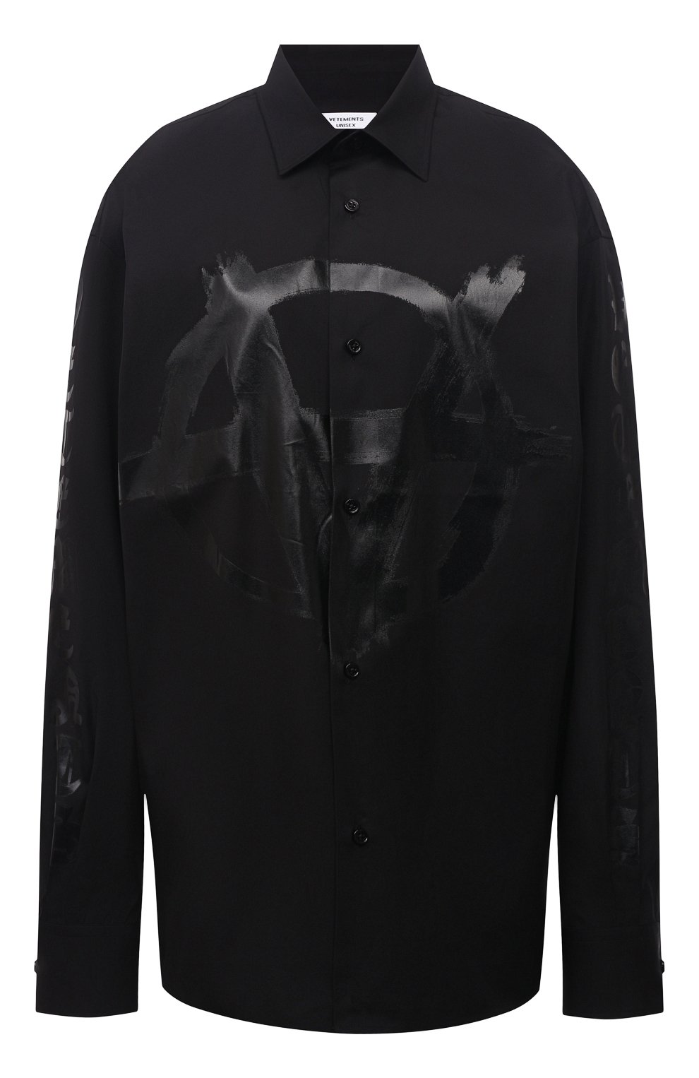 Хлопковая рубашка VETEMENTS черного цвета по цене 103000 руб., арт. UA52SH550B 1005/W, фото 1 Хлопковая рубашка VETEMENTS, арт. UA52SH550B 1005/W, фото 1