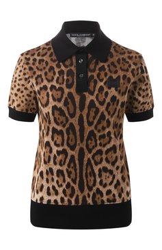 Женское хлопковое поло DOLCE & GABBANA леопардового цвета, арт. F8V33T/HS7KA | Фото 1 (Длина (для топов): Стандартные; Рукава: Короткие; Стили: Гламурный; Материал внешний: Хлопок; Автоматизация состава: Проставлено; Размерность: Идёт в размер; Автоматизация ТО: Проставлено)