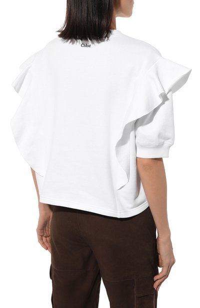 Хлопковый пуловер CHLOÉ белого цвета по цене 58100 руб., арт. CHC23AJH13190, фото 4 Хлопковый пуловер CHLOÉ, арт. CHC23AJH13190, фото 4