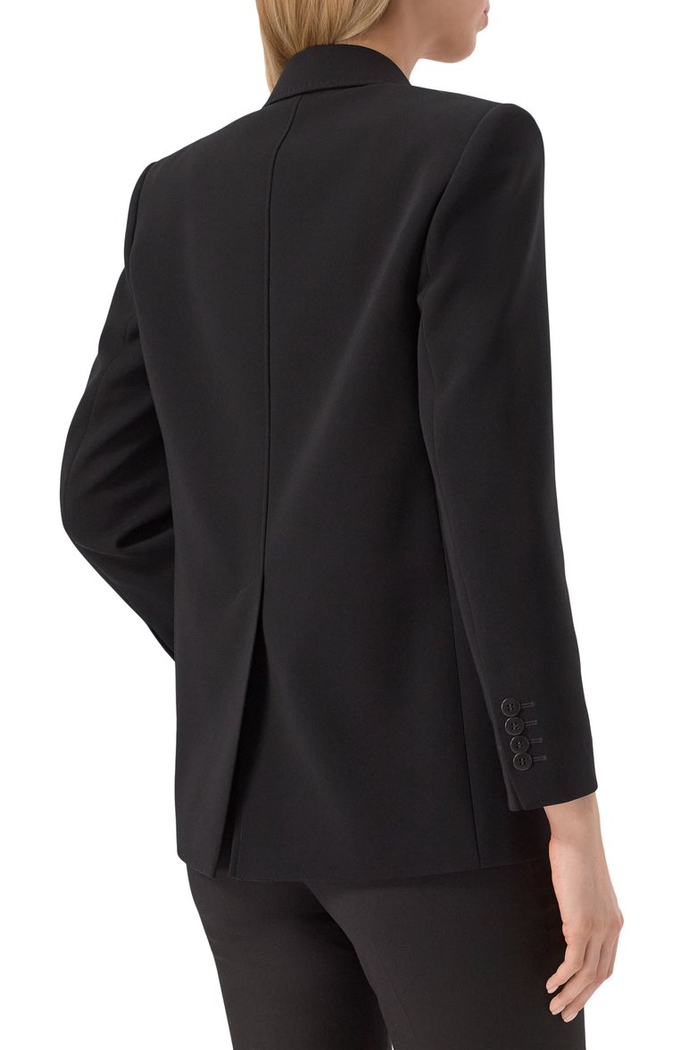 Женский жакет MAX MARA STUDIO черного цвета, арт. FURETT0 | Фото 4 (Рукава: Длинные; Материал внешний: Синтетический материал; Женское Кросс-КТ: Жакет-одежда; 1-2-бортные: Однобортные; Стили: Классический; Длина (для топов): Удлиненные; Автоматизация ТО: Проставлено; Автоматизация состава: Проставлено; Материал подклада: Синтетический материал)