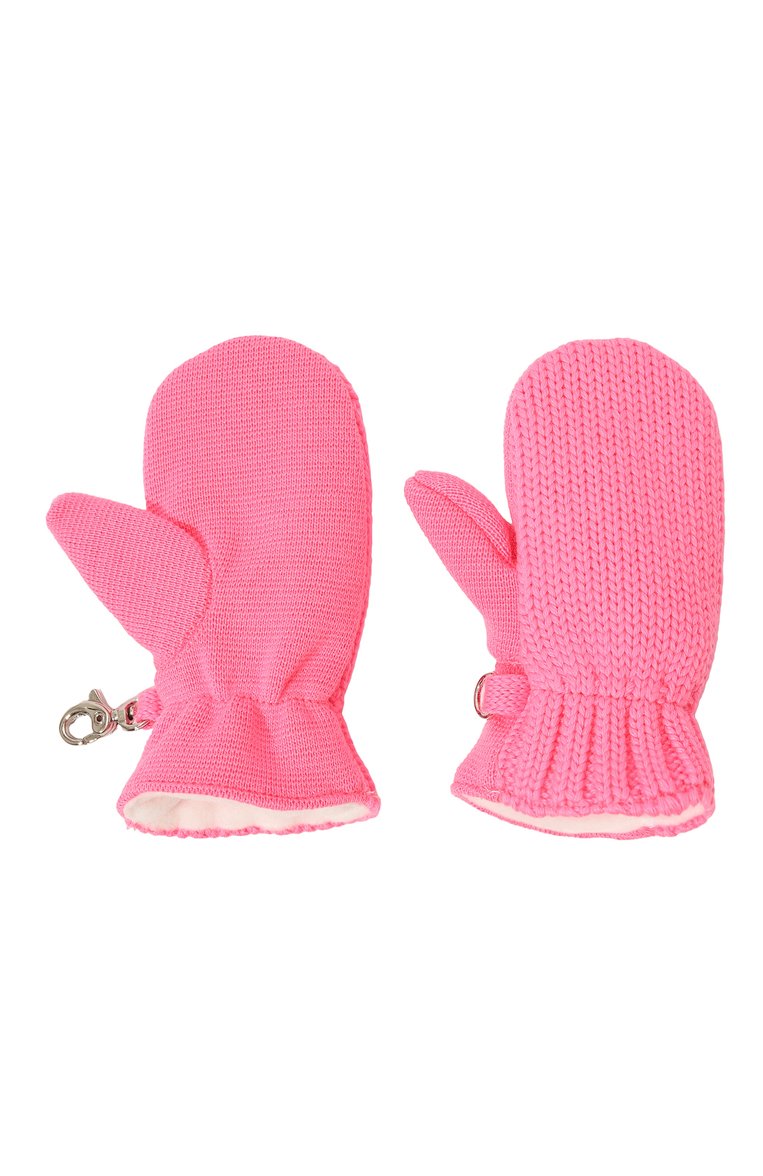 Детские шерстяные варежки IL TRENINO розового цвета, арт. CL-4062/B | Фото 2 (Материал: Текстиль, Шерсть; Материал сплава: Проставлено; Нос: Не проставлено)