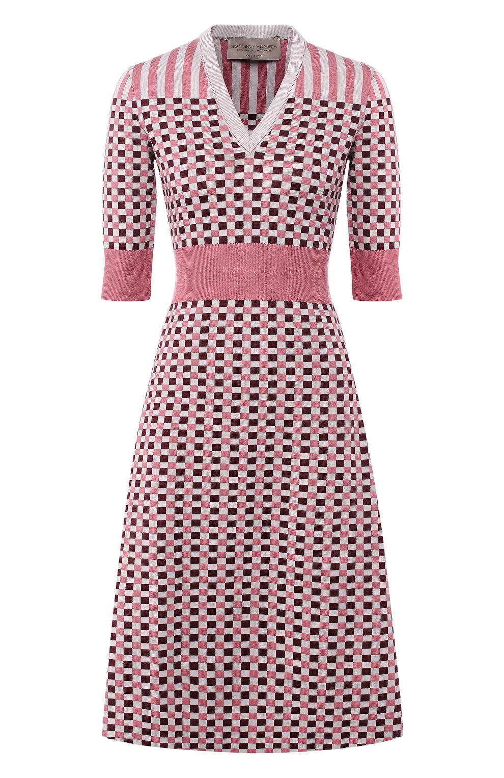 Платье из смеси шерсти и шелка BOTTEGA VENETA розового цвета по цене 190000 руб., арт. 546098/VEYN0, фото 1 Платье из смеси шерсти и шелка BOTTEGA VENETA, арт. 546098/VEYN0, фото 1