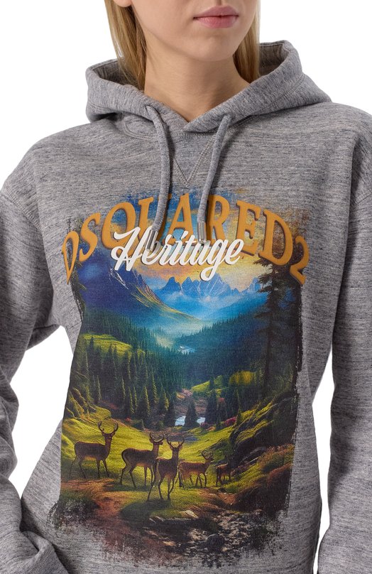 Хлопковое худи Dsquared2 S75GU0608/S25477 Серый  S75GU0608/S25477 Фото 5