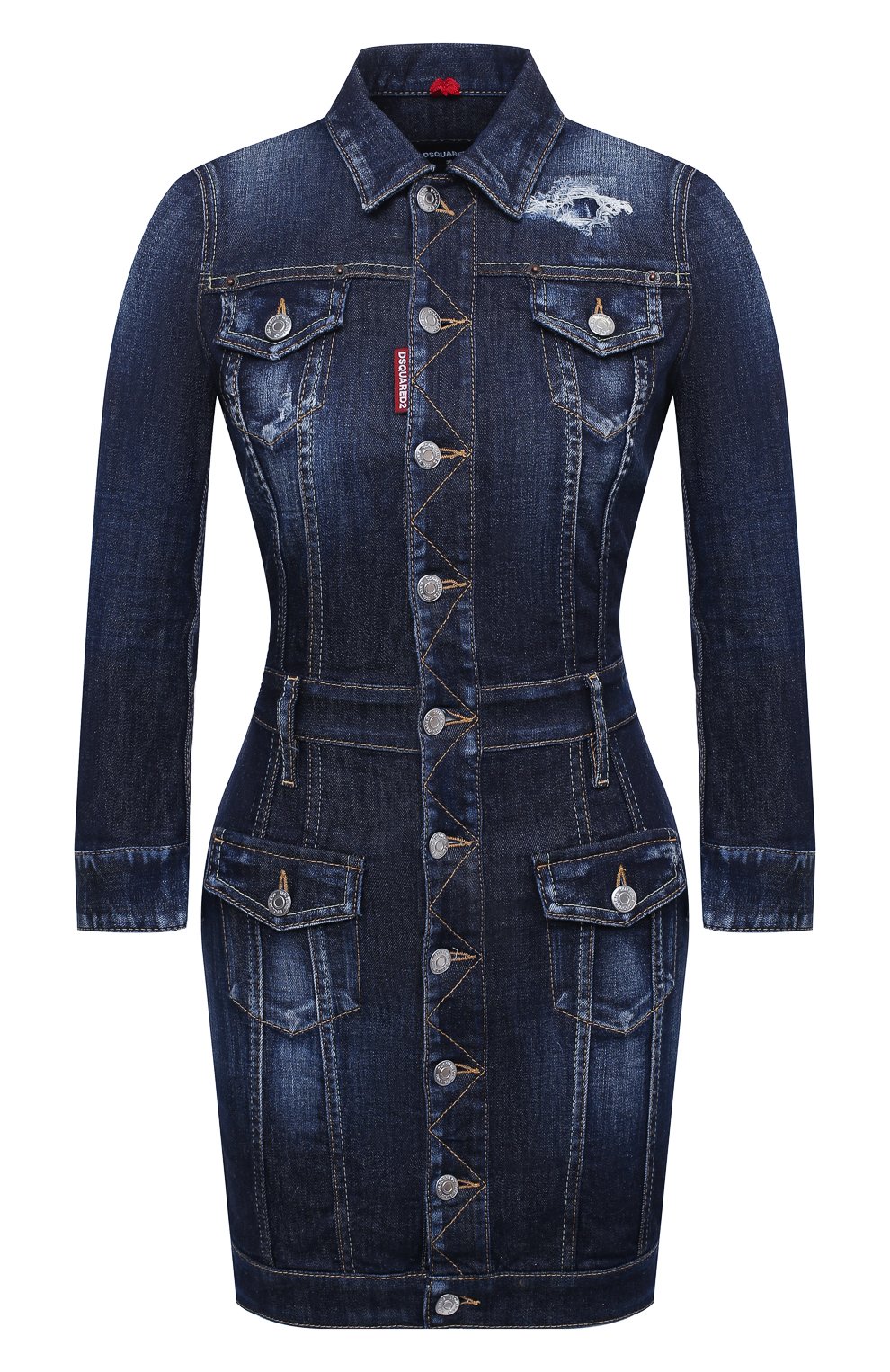 Джинсовое платье DSQUARED2 синего цвета по цене 87550 руб., арт. S75CV0303/S30685, фото 1 Джинсовое платье DSQUARED2, арт. S75CV0303/S30685, фото 1
