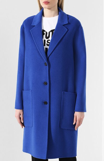 Однобортное пальто из смеси шерсти и кашемира KENZO синего цвета по цене 68300 руб., арт. 2MA015570, фото 3 Однобортное пальто из смеси шерсти и кашемира KENZO, арт. 2MA015570, фото 3
