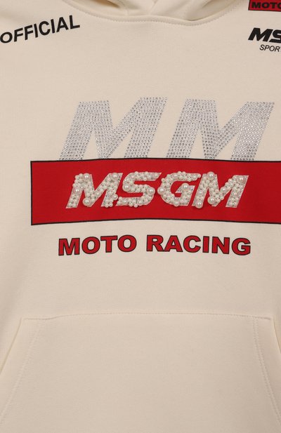 Хлопковое худи MSGM KIDS кремового цвета по цене 17800 руб., арт. F5MSJGHS193, фото 3 Хлопковое худи MSGM KIDS, арт. F5MSJGHS193, фото 3